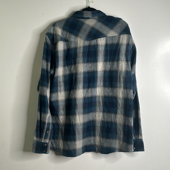 ARIAT plaid button down shirt snap button cotton size large blue gray - Picture 7 of 11